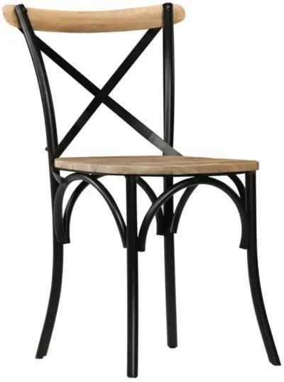 vidaXL Cross Chairs 2 pcs Black Solid Mango Wood