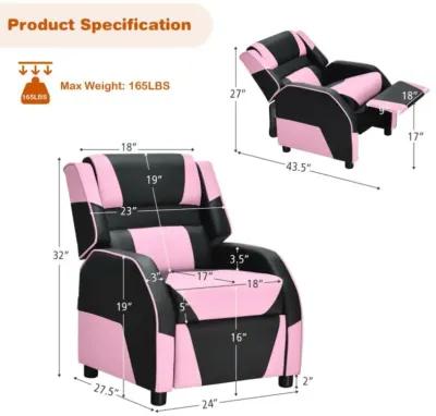 Hivvago Kids Youth PU Leather Gaming Sofa Recliner with Headrest and Footrest