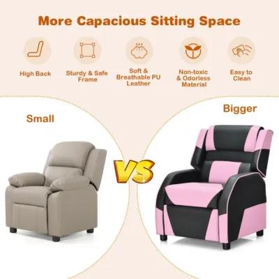 Hivvago Kids Youth PU Leather Gaming Sofa Recliner with Headrest and Footrest