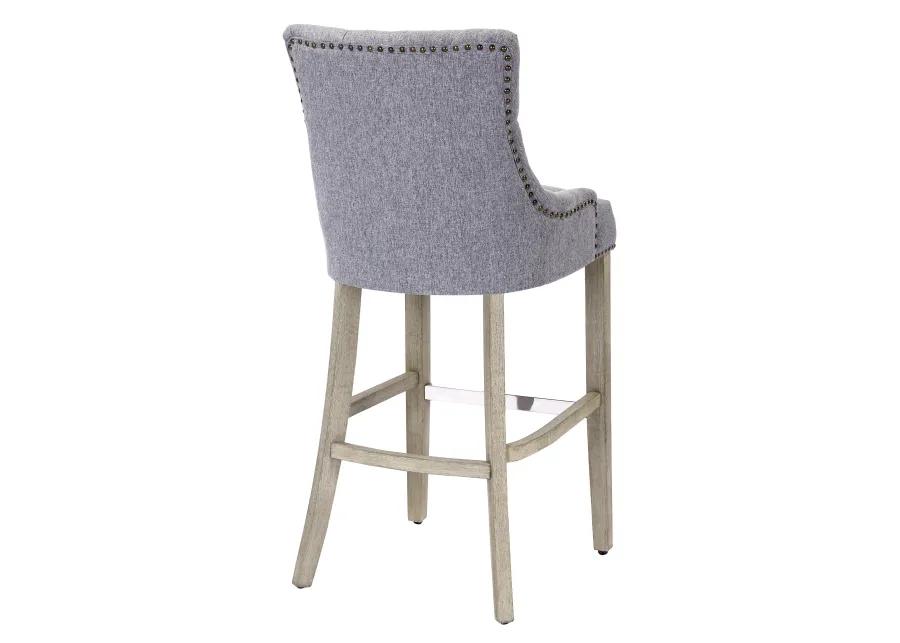 WestinTrends 29" Linen Fabric Tufted Upholstered Bar Stool (Set of 2), Antique Grey