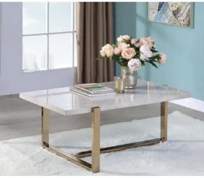 Feit Coffee Table In Faux Marble & Champagne