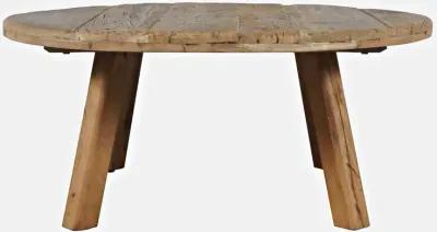 Jofran Reclamation 36 Round Rustic Reclaimed Solid Wood Coffee Table