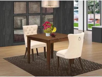 3 Piece Dining Room Table Set Consists of a Square Solid Wood Table