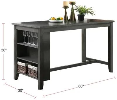 Rectangle Wooden Counter Height Dining Table with Storage in Black