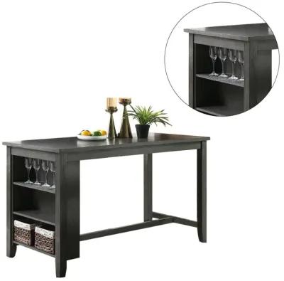 Rectangle Wooden Counter Height Dining Table with Storage in Black