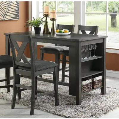 Rectangle Wooden Counter Height Dining Table with Storage in Black