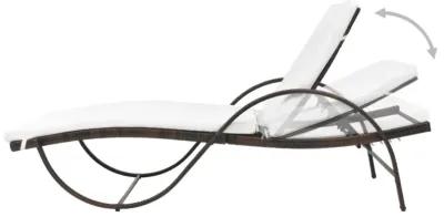 vidaXL Sun Lounger with Cushion Poly Rattan Brown