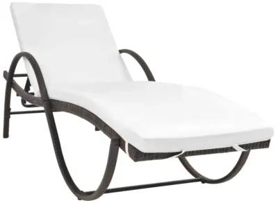 vidaXL Sun Lounger with Cushion Poly Rattan Brown