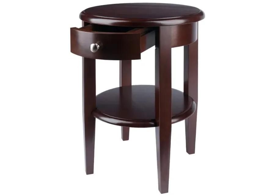 Casafoyer Elegant Round Walnut Table with Storage Drawer and Lower Shelf