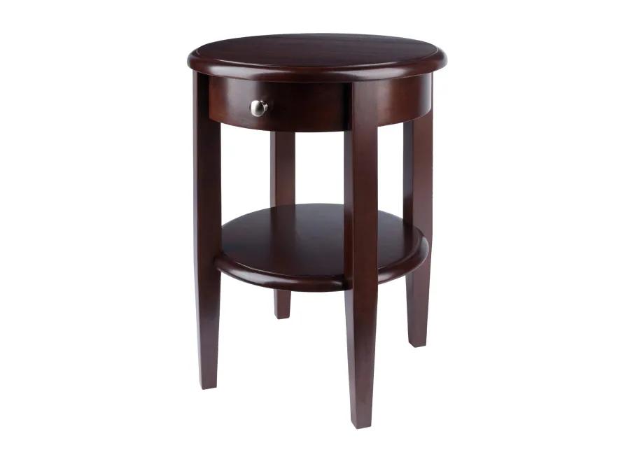 Casafoyer Elegant Round Walnut Table with Storage Drawer and Lower Shelf