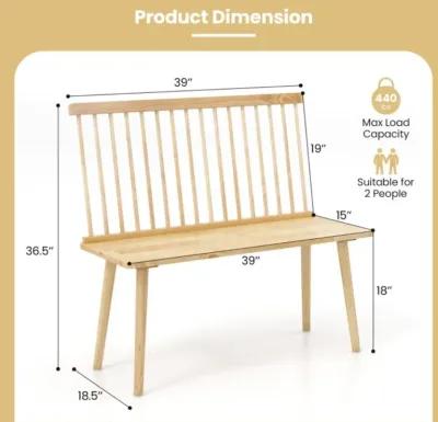 Hivvago Bench for 2 with Spindle Back for Kitchen Dining Room Hallway