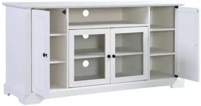 TV Stand for TV up to 65in with 2 Tempered Glass Doors Adjustable Panels Open Style Cabinet, Sideboard for Living room