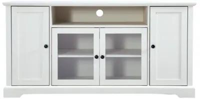 TV Stand for TV up to 65in with 2 Tempered Glass Doors Adjustable Panels Open Style Cabinet, Sideboard for Living room