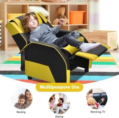 Kids Youth PU Leather Gaming Sofa Recliner with Headrest and Footrest