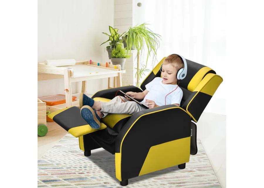 Kids Youth PU Leather Gaming Sofa Recliner with Headrest and Footrest