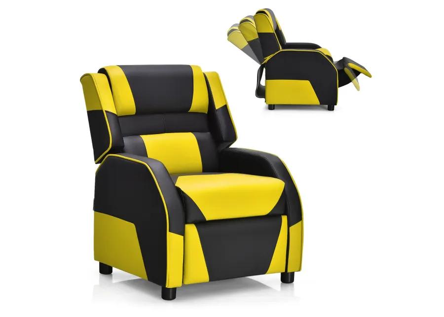 Kids Youth PU Leather Gaming Sofa Recliner with Headrest and Footrest