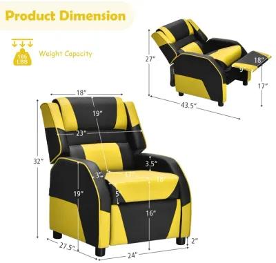 Kids Youth PU Leather Gaming Sofa Recliner with Headrest and Footrest