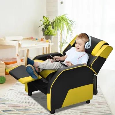 Kids Youth PU Leather Gaming Sofa Recliner with Headrest and Footrest