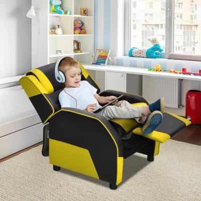 Kids Youth PU Leather Gaming Sofa Recliner with Headrest and Footrest