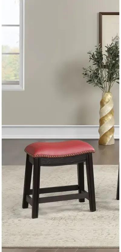 Burgundy PU Upholstery Stool, Set Of 2