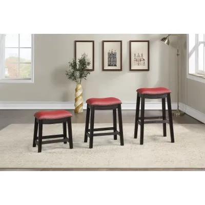 Burgundy PU Upholstery Stool, Set Of 2