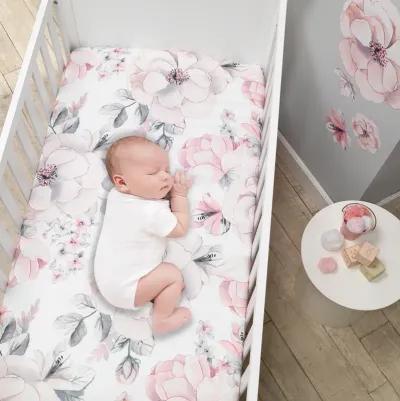 Lambs & Ivy Signature Botanical Baby Watercolor Floral 4-Piece Crib Bedding Set