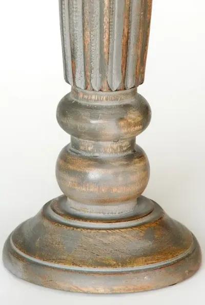 Traditional Gray Wash Eco-friendly Handmade Mango Wood Set Of Five 15",12",9",12" & 15" Pillar Candle Holder