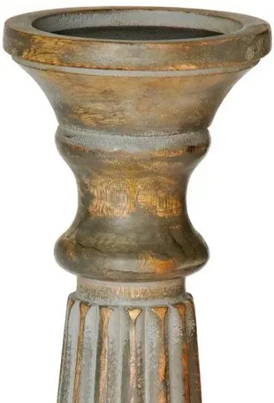 Traditional Gray Wash Eco-friendly Handmade Mango Wood Set Of Five 15",12",9",12" & 15" Pillar Candle Holder