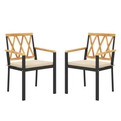 Hivvago Set of 2 Patio Dining Chairs with Removable Padded Cushions