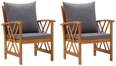 vidaXL Garden Chairs with Cushions 2 pcs Solid Acacia Wood