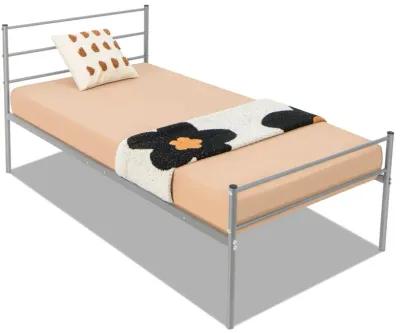 Twin Size Metal Bed Frame Platform with Headboard