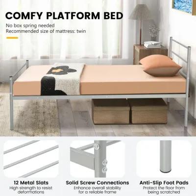 Twin Size Metal Bed Frame Platform with Headboard