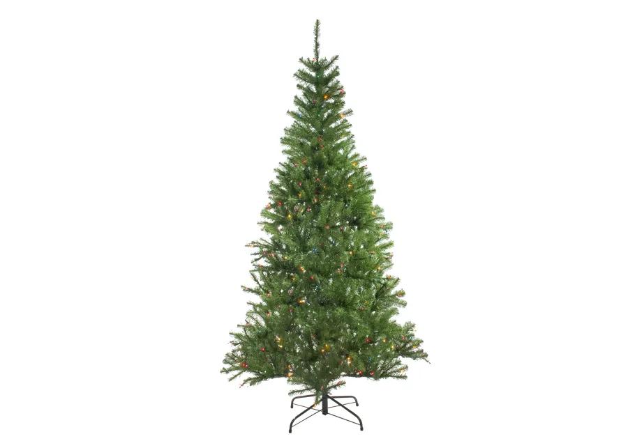 7' Pre-Lit Medium Vail Spruce Artificial Christmas Tree - Multi Lights