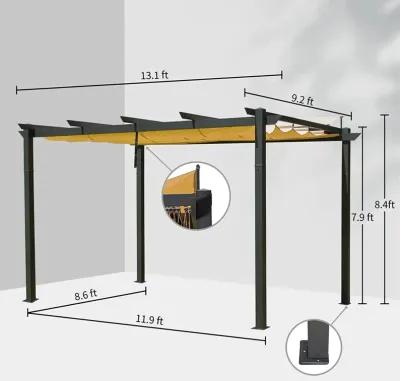 Aluminum Pergola Gazebo with Retractable Canopy