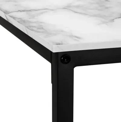 Monarch Specialties I 7393 Computer Desk, Home Office, Corner, 58"L, L Shape, Work, Laptop, Metal, Laminate, White Marble Look, Black, Contemporary, Modern