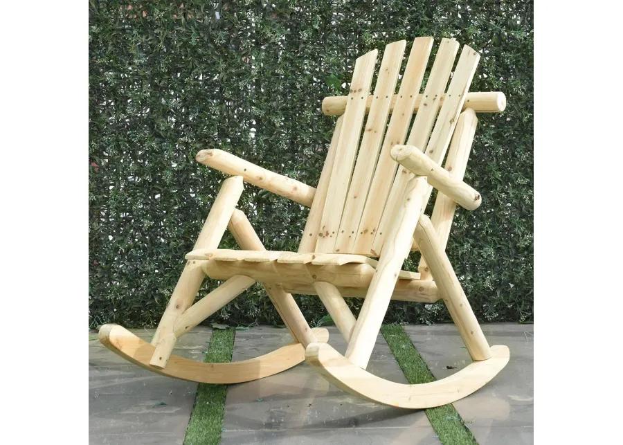 Wood Single Porch Rocker Lounge Patio Rocking Chair