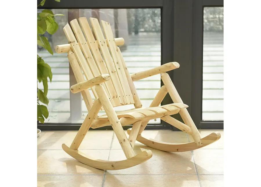 Wood Single Porch Rocker Lounge Patio Rocking Chair