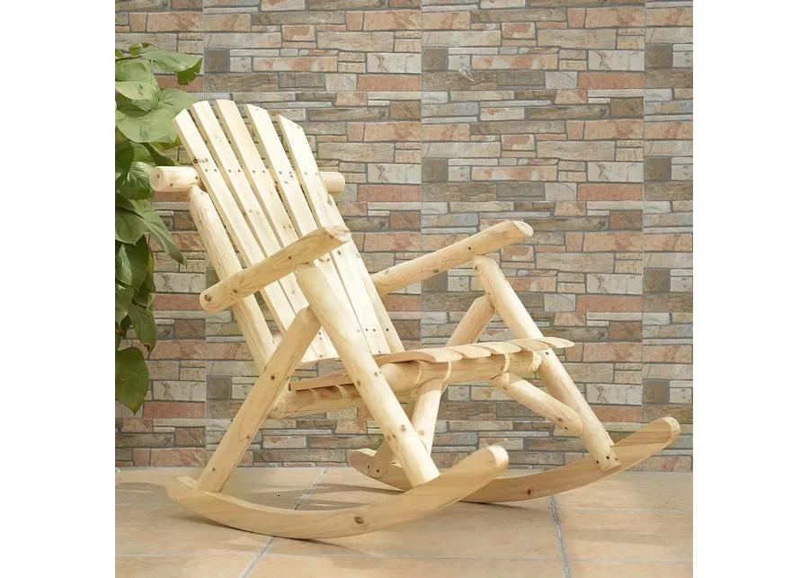 Wood Single Porch Rocker Lounge Patio Rocking Chair