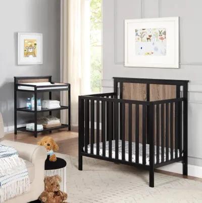 Suite Bebe Connelly Mini Crib Black/Vintage Walnut With Mattress Pad