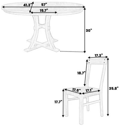 Merax 5-Piece Rustic Round Pedestal Extendable Dining Table Set