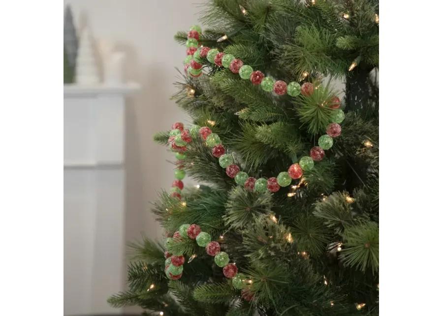 6' Red and Green Glittered Candy Drop Christmas Garland   Unlit