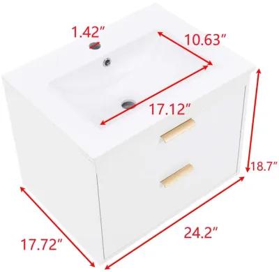 17.72 in. W x 24 in. D x 18.7 in. H Single Sink Bath Vanity with White Ceramic Top