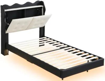 Merax Upholstery Platform Bed Frame with LED