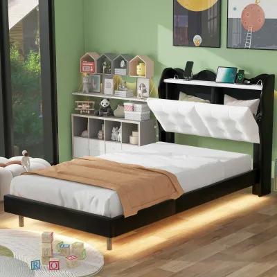 Merax Upholstery Platform Bed Frame with LED