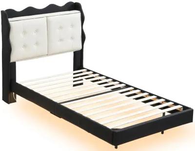 Merax Upholstery Platform Bed Frame with LED