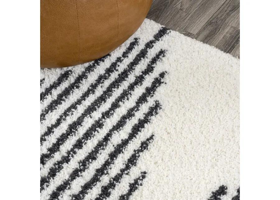 Elm Diamond Stripe Geometric Shag Area Rug