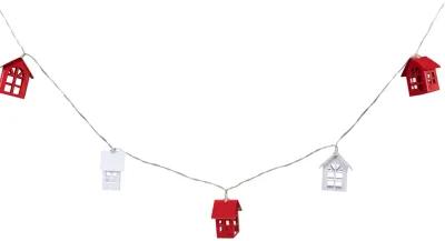 10 B/O LED Warm White Metal House Christmas Lights - 6.5' Clear Wire