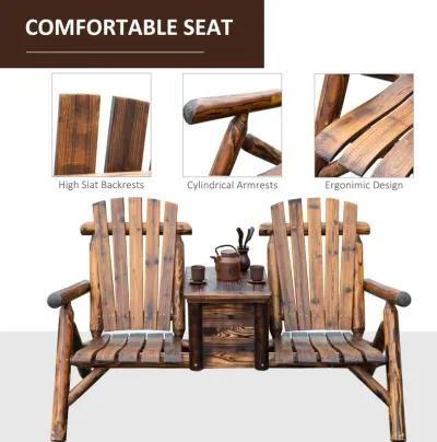 Rustic Ice Bucket Loveseat: Wooden Adirondack Double Chair for Outdoor Relaxation