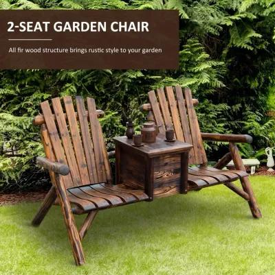 Rustic Ice Bucket Loveseat: Wooden Adirondack Double Chair for Outdoor Relaxation