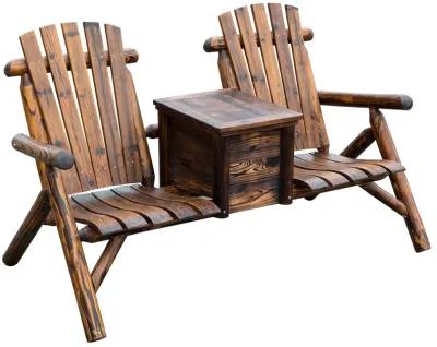 Rustic Ice Bucket Loveseat: Wooden Adirondack Double Chair for Outdoor Relaxation